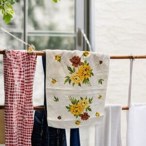 Vintage 70’s Floral Printed Linen Tea Towel